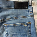 Amiri MX1 Black Leather Blue Denim Jeans Sz 30
