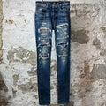 Amiri MX1 Blue Plaid Flannel Dark Blue Denim Jeans Sz 29