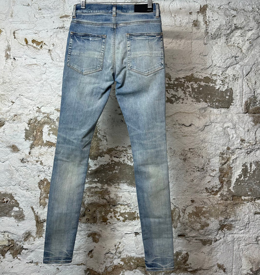 Amiri Multicolor Paisley Blue Denim Jeans Sz 29