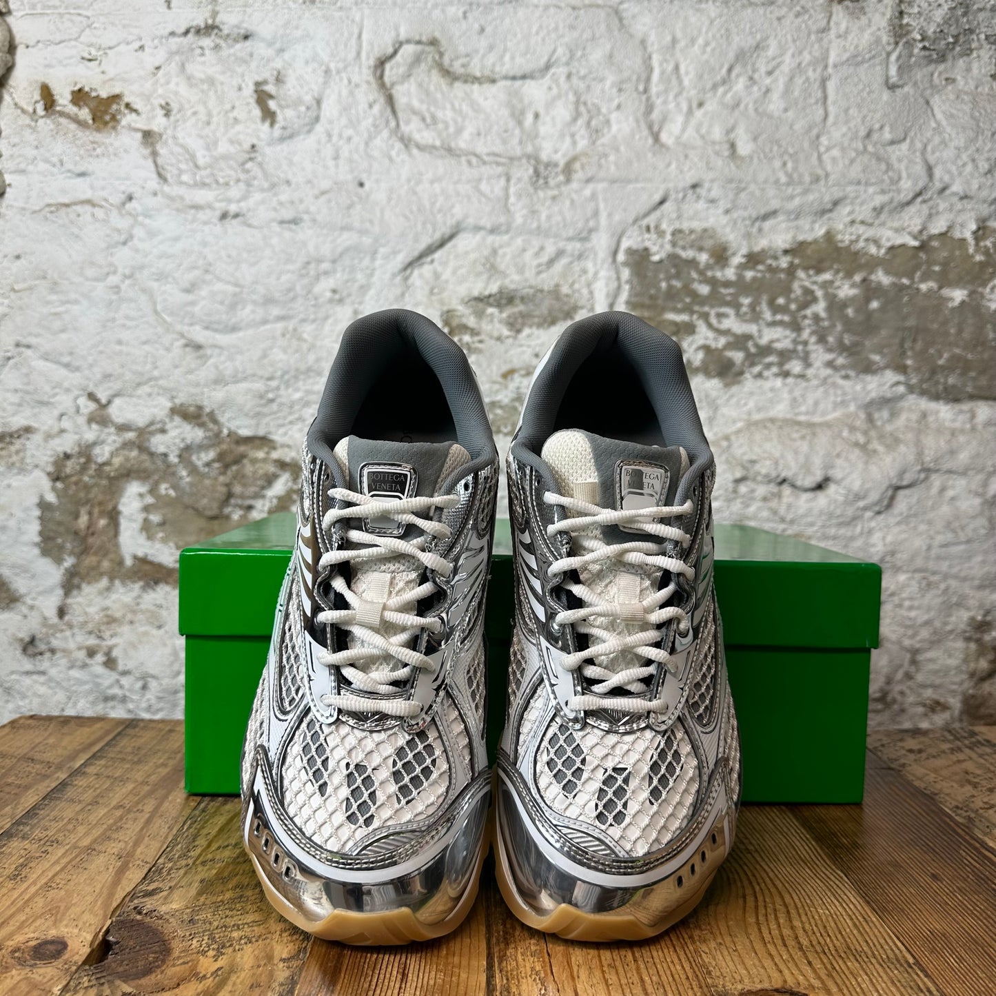 Bottega Veneta Silver White Orbit Sneaker Sz 12 (45)