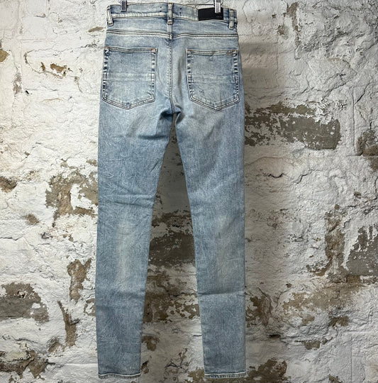 Amiri MX1 Tie Dye Patch Washed Blue Denim Jeans Sz 31