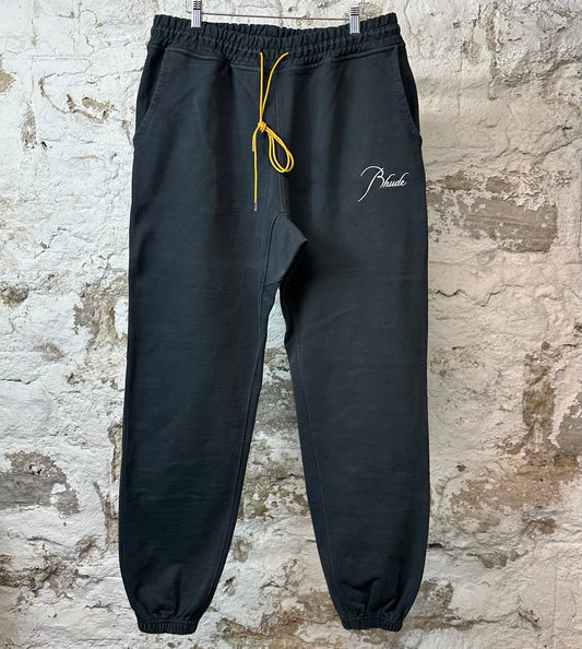 Rhude White Script Spell Black Sweatpants Sz XXL