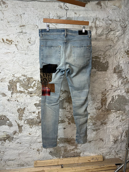 Amiri Art Patch Blue Denim Jeans Sz 32