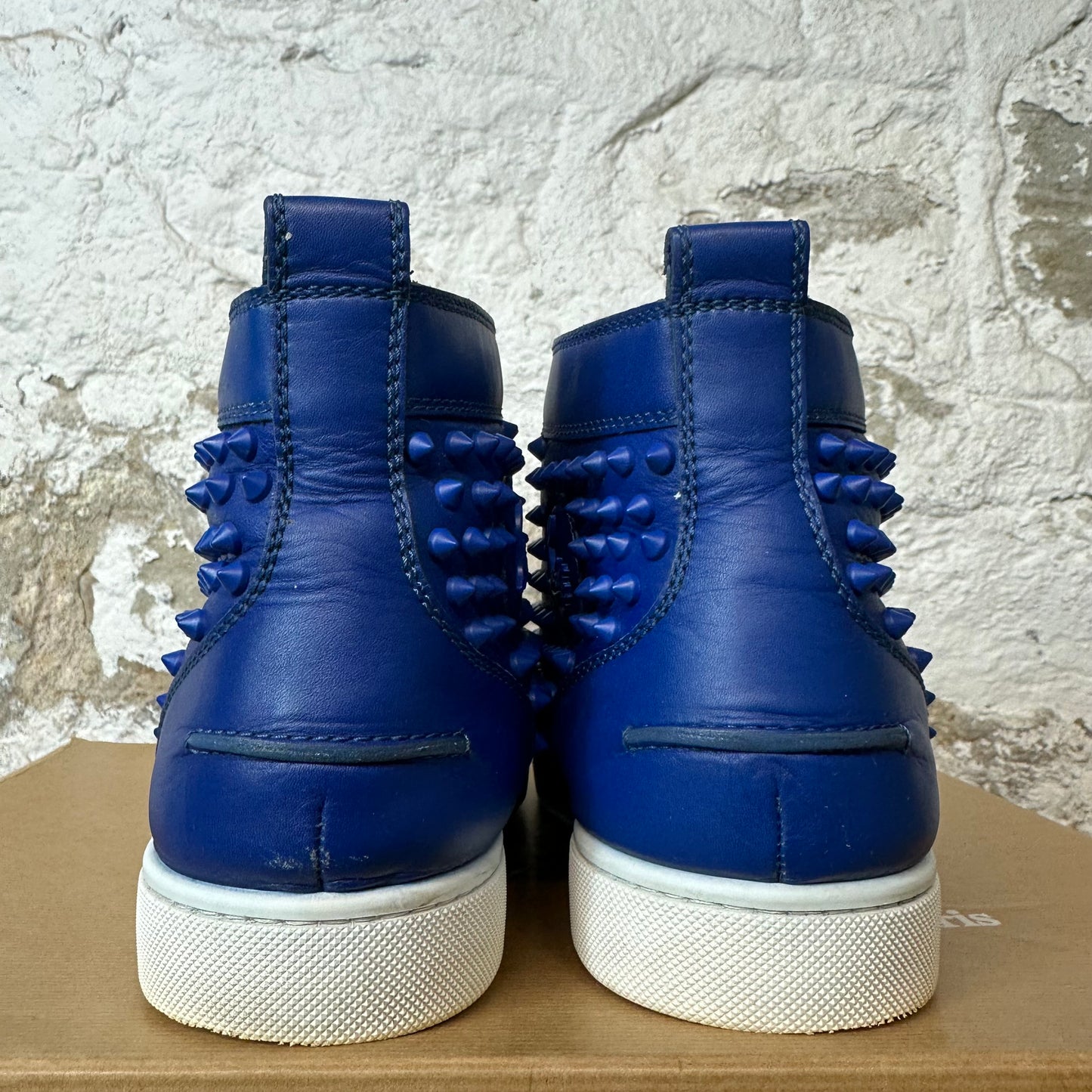 Christian Louboutin High Blue Leather Spike Sneaker Sz 11 (44)