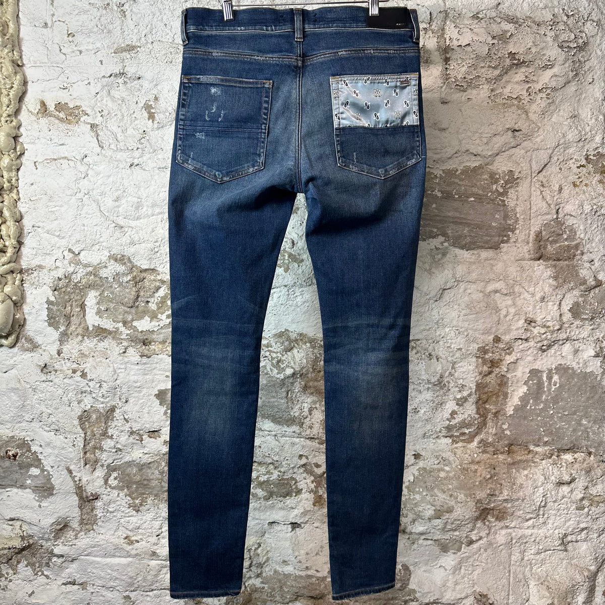 Amiri Paisley Patches Dark Blue Denim Jeans Sz 34