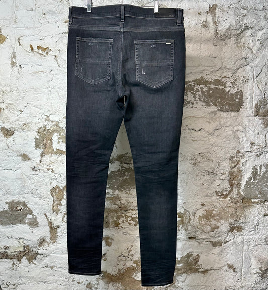 Amiri MX1 Black Paisley Grey Denim Jeans Sz 36