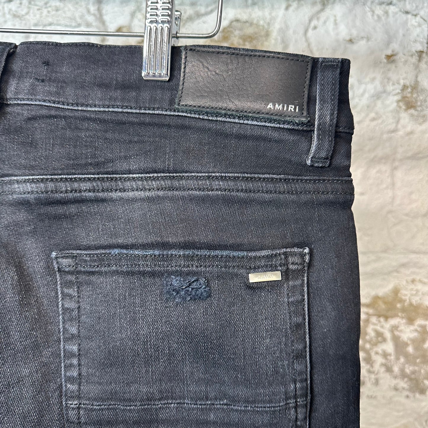Amiri Paint Drip Spell Black Denim Jeans Sz 34