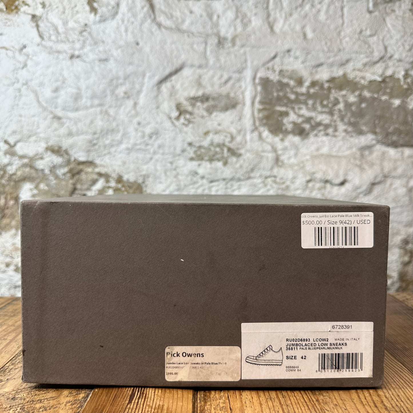 Rick Owens Jumbo Lace Pale Blue Milk Sneaker Sz 9 (42)