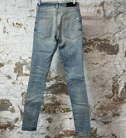 Amiri MX1 Olympic Patch Blue Denim Jeans Sz 28