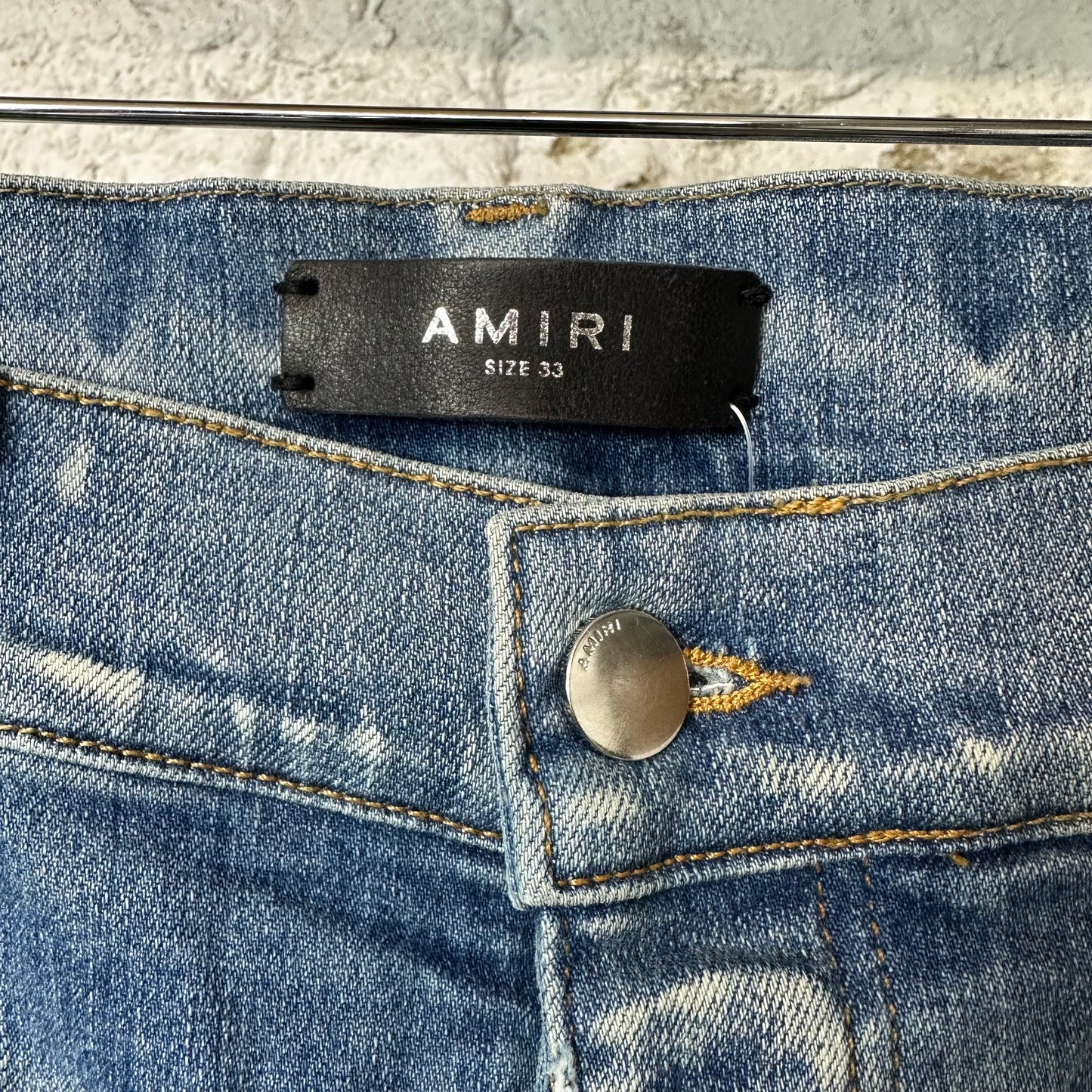 Amiri MX1 Indigo Paisley Blue Denim Jeans Sz 33