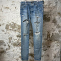 Amiri Distressed Plain Blue Denim Jeans Sz 36