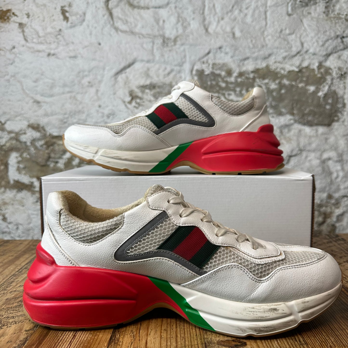 Gucci Rhyton White Red Green Sneaker Sz 10