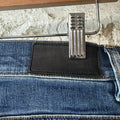 Amiri MX1 Black Leather Patch Dark Blue Denim Jeans Sz 31