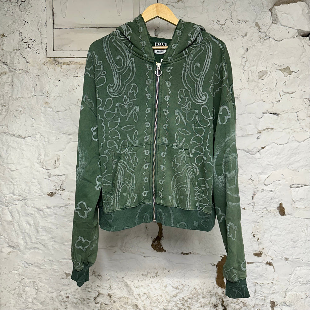 Vale Flag Green Zip-Up Hoodie Sz L