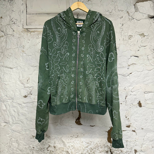 Vale Flag Green Zip-Up Hoodie Sz L