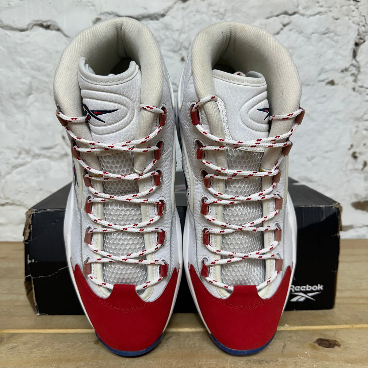 Reebok Question Mid Red Toe 75th Anniversary Sz 10.5