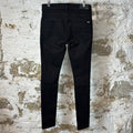Amiri MX1 Black Leather Black Denim Jean Sz 32