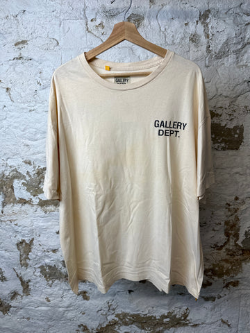 Gallery Dept Black Logo Cream T-shirt Sz XL