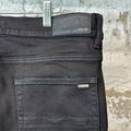 Amiri MX1 Black Leather Black Denim Jeans Sz 36