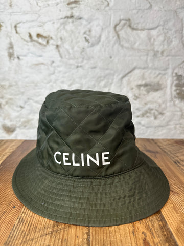 Celine White Spell Olive Bucket Hat