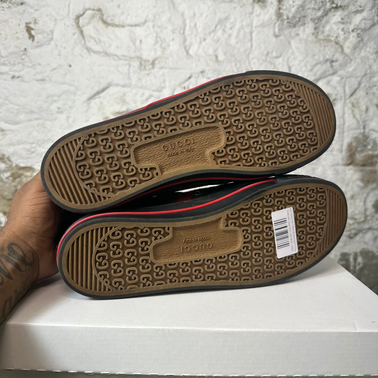 Gucci Tennis 1977 Black GG Monogram Sneaker Sz 10.5