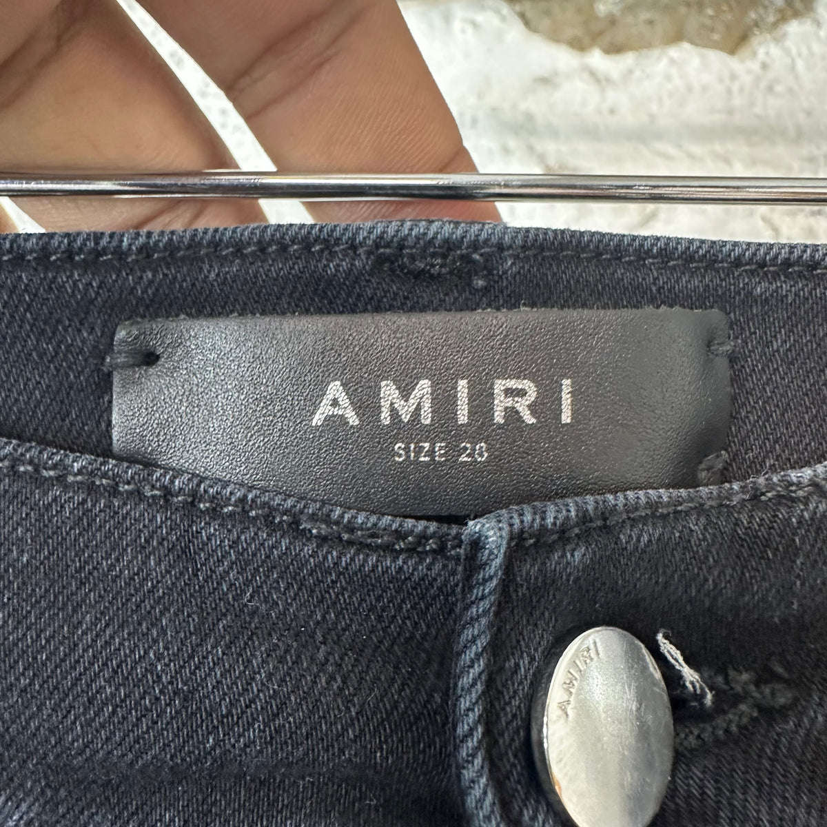 Amiri MX1 Grey Art Patch Black Denim Jeans Sz 28