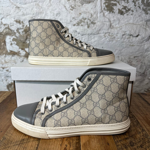 Gucci Tan Monogram Gray White High Sz 7.5 No Box