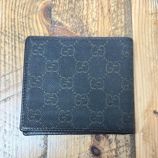 Gucci Brown Canvas Monogram Bifold Wallet