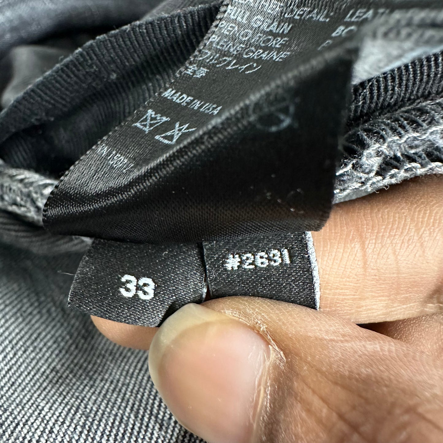 Amiri MX1 Black Leather Grey Denim Jeans Sz 33