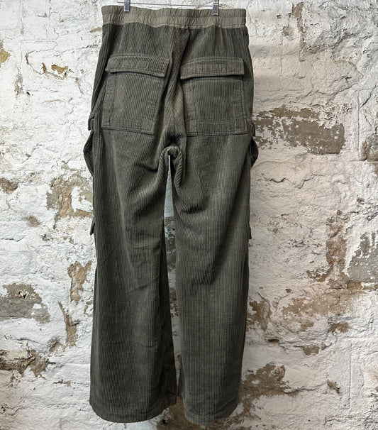 Rick Owens Green Corduroy Cargo Bela Pants Sz L