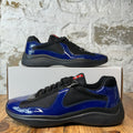 Prada Americas Cup Royal Blue Patent Black Sneaker Sz 8