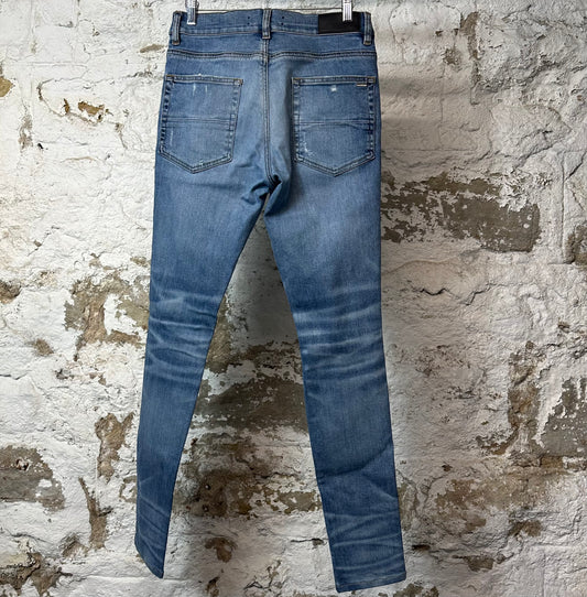 Amiri Knee Hole Distressed Blue Denim Jeans Sz 31