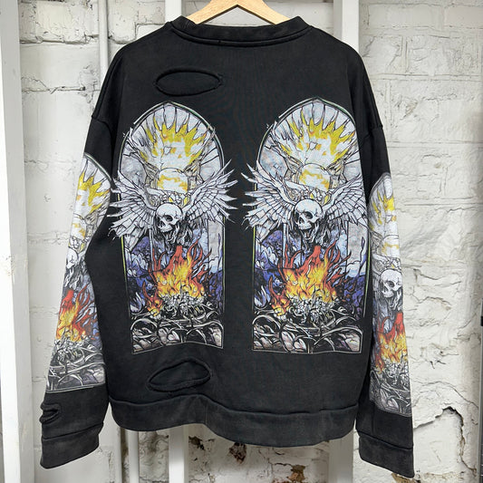 Who Decides War Black Skull Crewneck Sz S