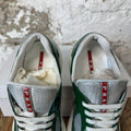 Prada Americas Cup Green Patent Grey White Sneaker Sz 9