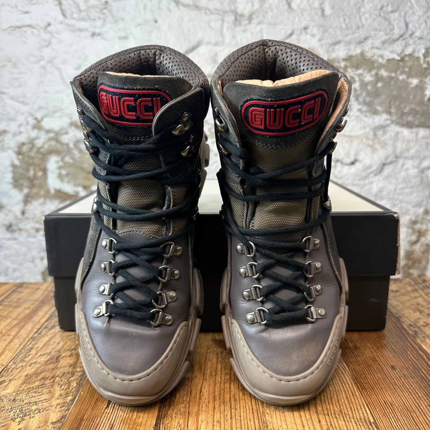 Gucci High Flashtrek Grey Boot Sz 7