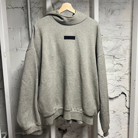 Essentials Grey Black Rectangle Hoodie Sz M