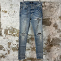 Amiri MX1 Black Paisley Blue Denim Jeans Sz 29