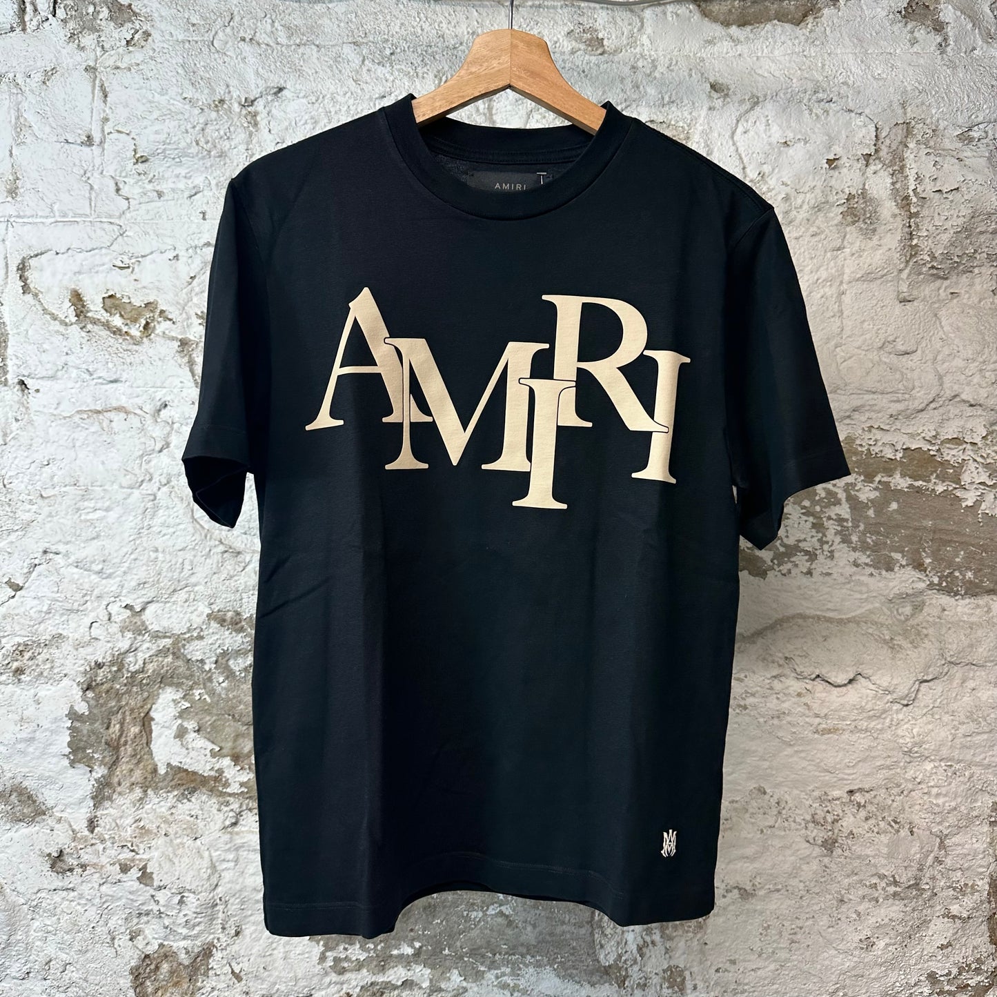 Amiri Cream Stagger Spell T-shirt Black Sz S