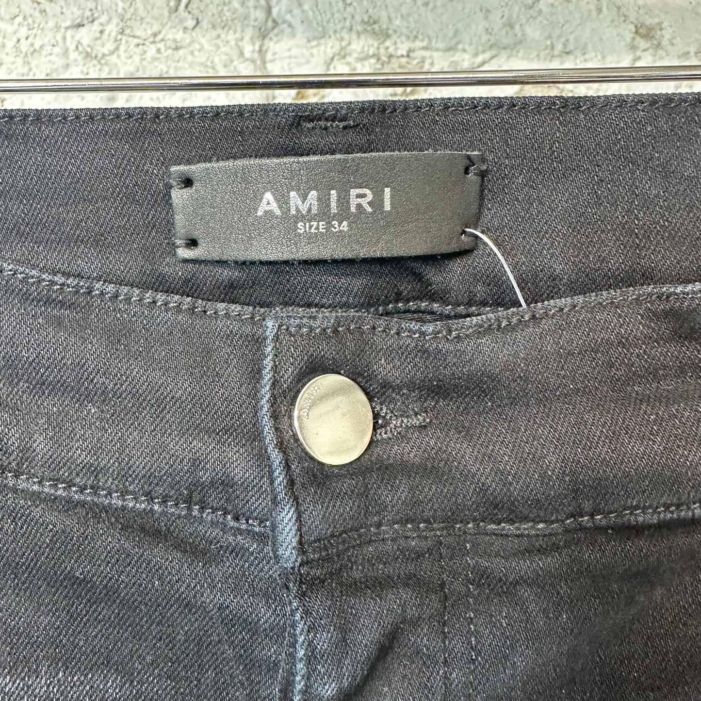 Amiri Paint Drip Spell Black Denim Jeans Sz 34