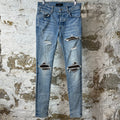Amiri MX1 Brown Suede Blue Denim Jeans Sz 29