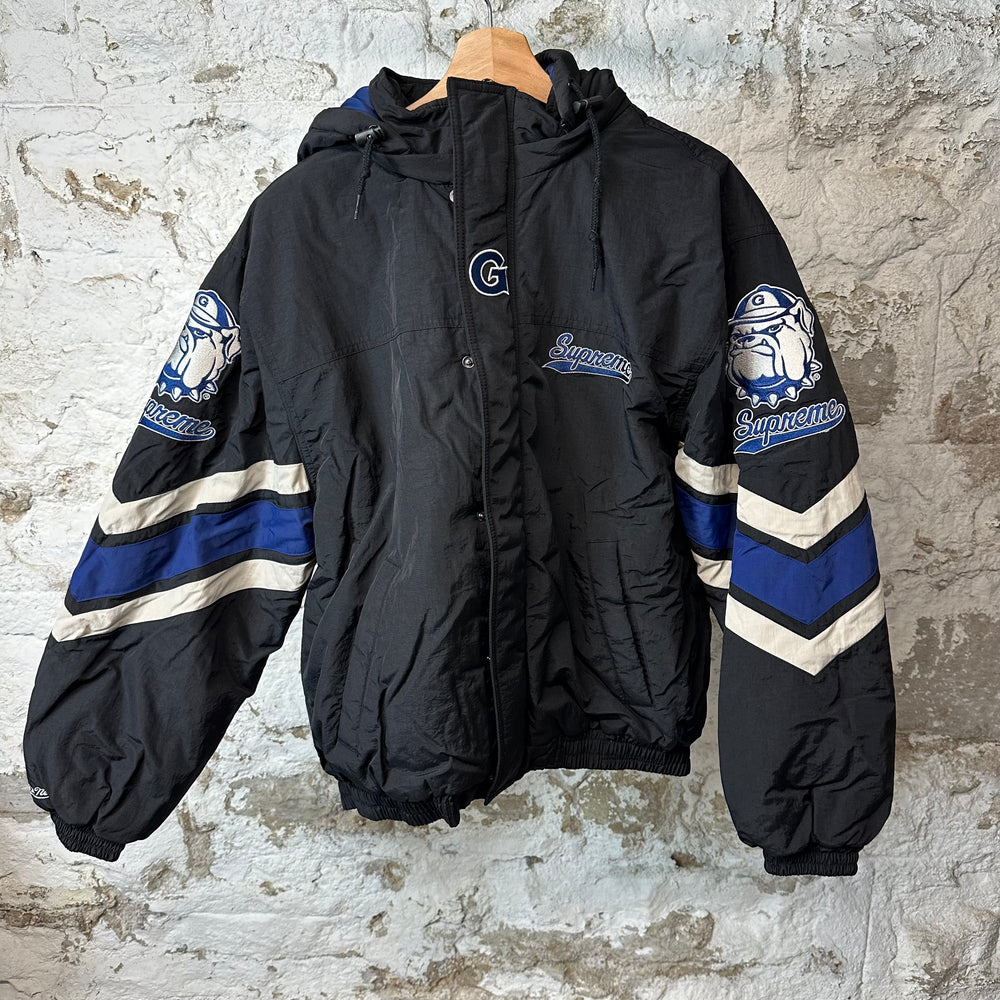 Supreme M&N NCAA Hooded Stadium Jacket Black Sz M