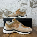 Chanel White CC Tan Tweed Trainer Sneaker Sz 4.5 (36.5)