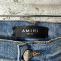 Amiri Distressed Side Spell Blue Denim Jeans Sz 34