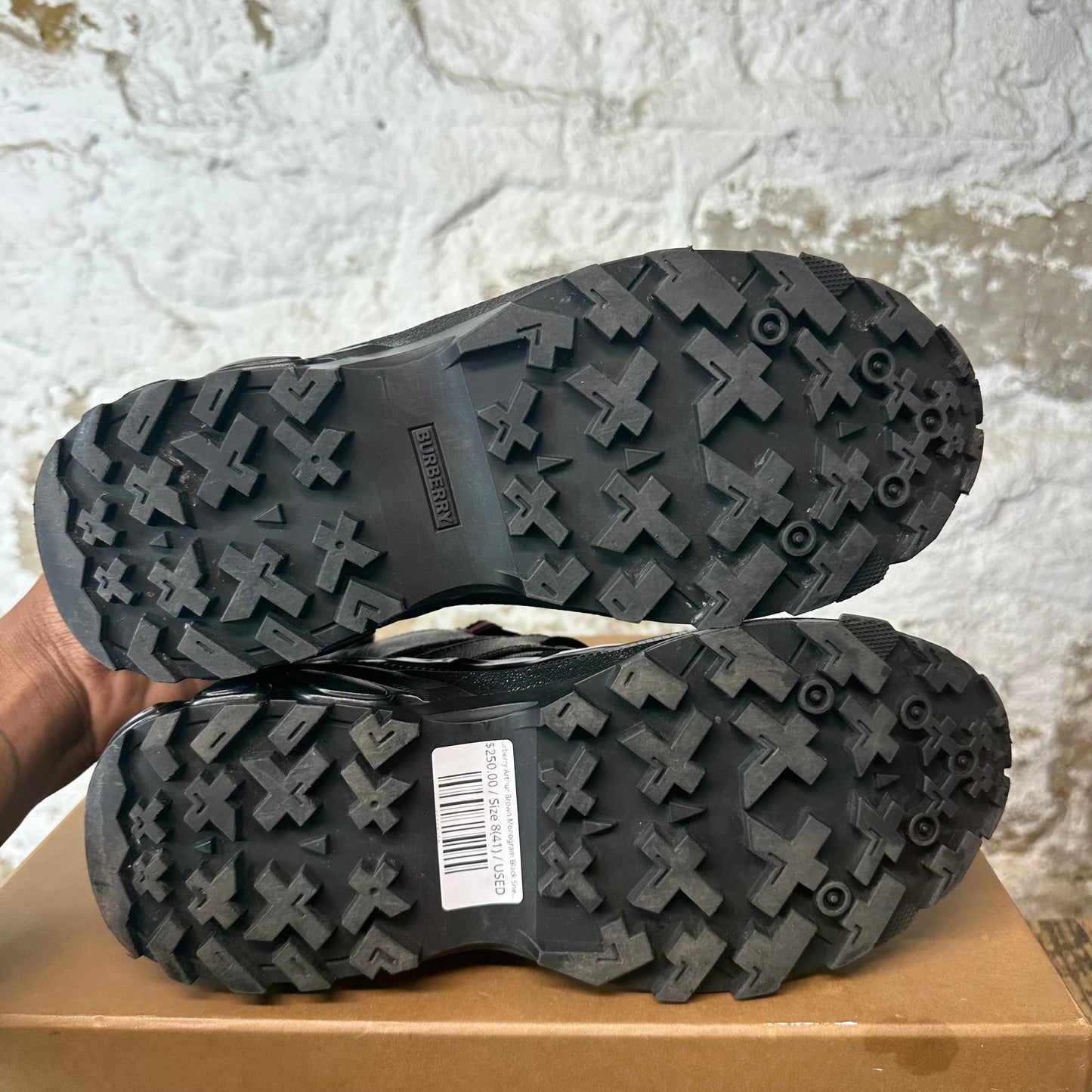 Burberry Arthur Brown Monogram Black Sneaker Sz 8 (41)