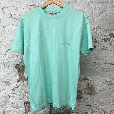 Balenciaga Small Logo Teal T-shirt Sz XS