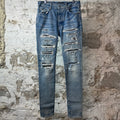 Amiri MX1 Black Multicolor Paisley Blue Denim Jeans Sz 31