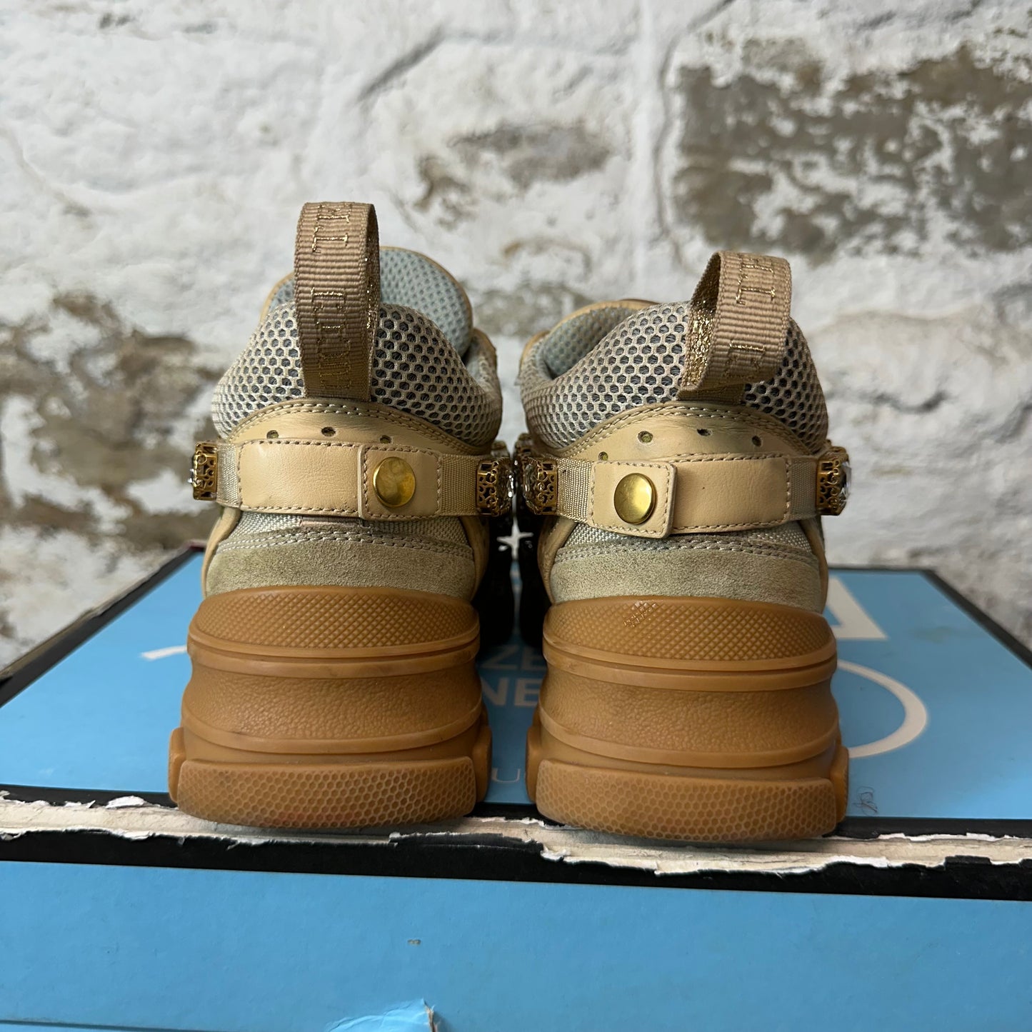 Gucci Flashtrek Crystal Beige Sneaker Sz 4.5 (36.5)