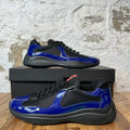 Prada Americas Cup Blue Patent Black Sneaker Sz 9.5