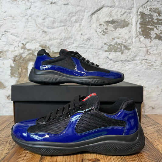 Prada Americas Cup Blue Patent Black Sneaker Sz 9.5