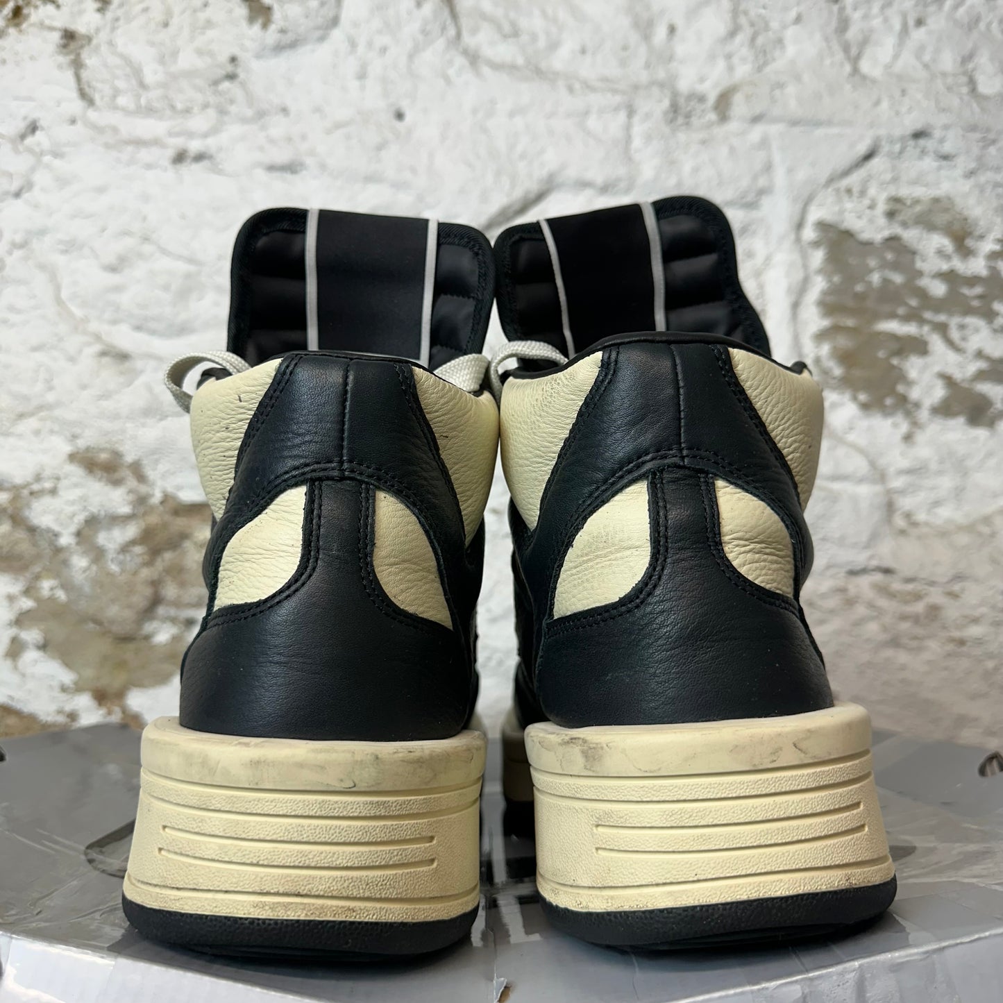 Rick Owens High TURBOWPN Black Cream Sneaker Sz 11.5